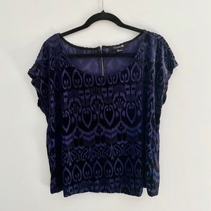 Navy Velvet Jacquard Top, Large